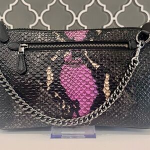 Stylish COACH Black and Pink Snake Print Women's Bag